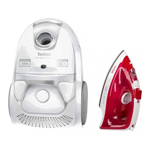 Комплект Пылесос Tefal City Space TW3927 White +Утюг Tefal FV1543 White/Red в ТехноПоинт